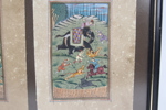 Par innrammede indiske miniatyrmalerier med jaktscener
