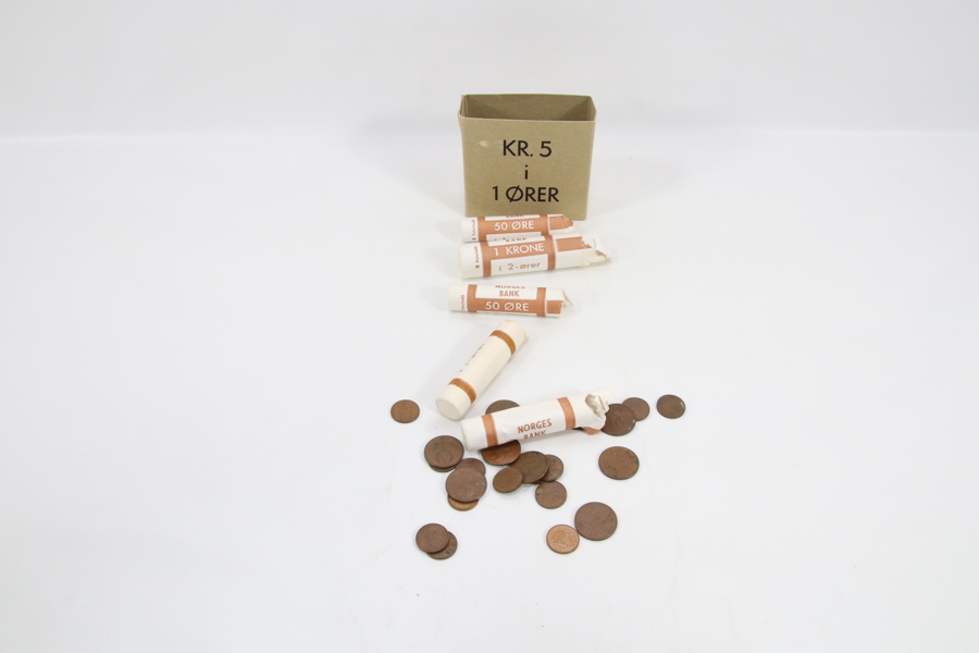 Norske øremynter i papirruller – Norges Bank
