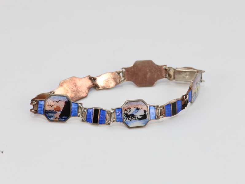 Norsk emaljearmbånd i sølv – maritime motiver, 925 S Norge