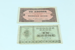 To stykk sedler - 1 Krone 1948 og 2 Krone 1922