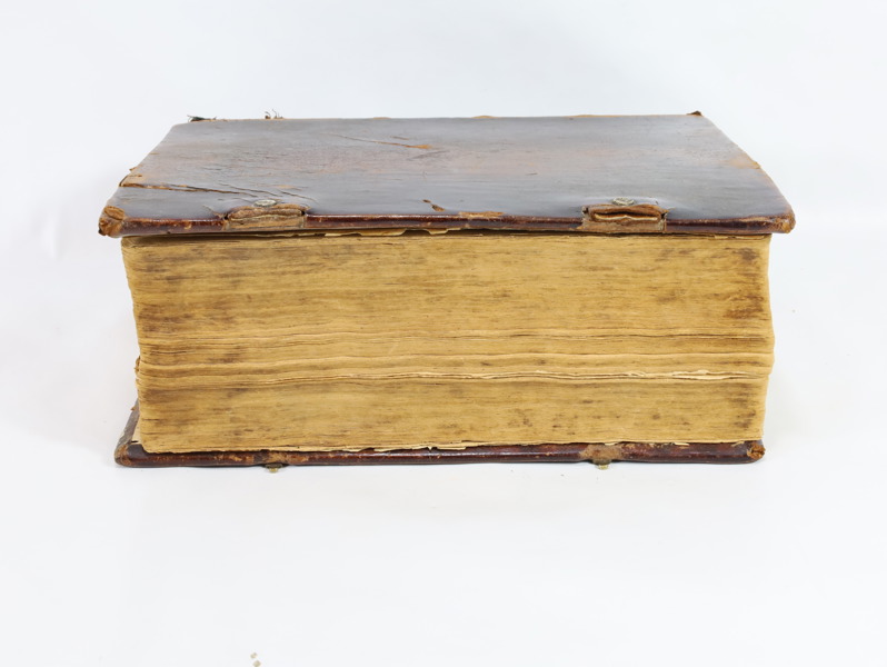 Brochmand, Caspar Eramus bok fra ca 1780 med lær innbinding.